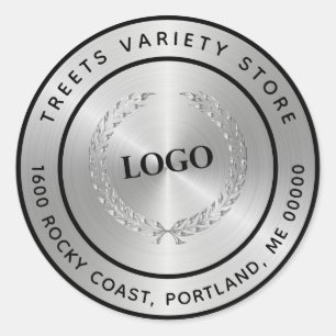 Sticker Rond Élégant Silver Business Logo Company