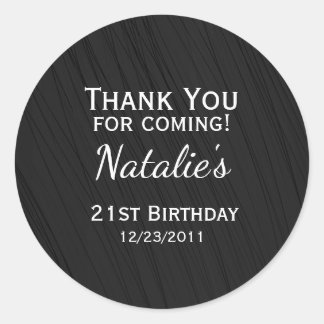 Sticker Rond Elégant Simple Noir 21e anniversaire