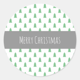 Sticker Rond Élégant Simple sapin de Noël motif vert pastel