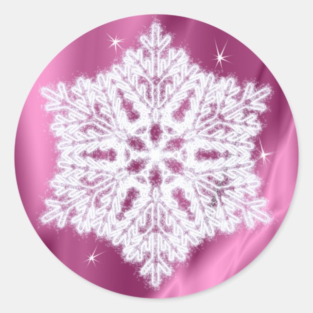 Sticker Rond Élégant Snowflake rose Fille Noël (Devant)