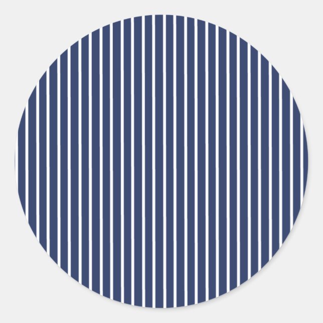Sticker Rond Elegant Stripes White - Navy Blue (Devant)