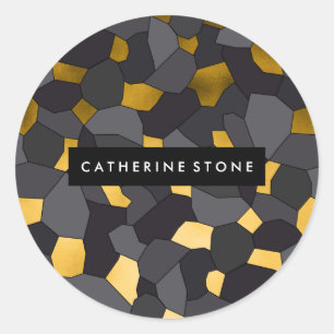 Sticker Rond Elegant stylish gold grey and black mosaic