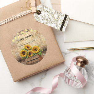 Sticker Rond Élégant tourbe de tournesol rustique Baby shower m