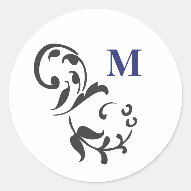 Sticker Rond Élégant tourbillon avec Monogram-navy (Devant)