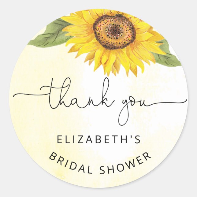 Sticker Rond Elégant tournesol nuptiale douche classique ronde (Devant)