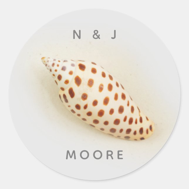 Sticker Rond Elegant Tropical Junonia Florida Beach Shell (Devant)