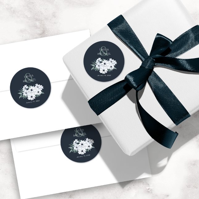 Sticker Rond Élégant Turquoise Mint Floral (Créateur téléchargé)