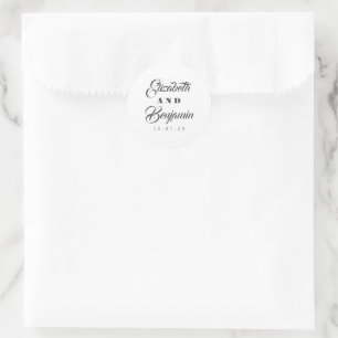 Sticker Rond Elégant Type Personnalisable Mariage Classic Roun