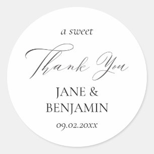 Sticker Rond Élégant Un Merci Doux Favoriser Mariage
