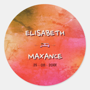 Sticker Rond Élégant Vintage Carte de mariage en terracotta pou