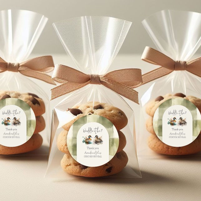 Sticker Rond Elégant Waddle It Be Mallard Duck Gender Reveal (Créateur téléchargé)