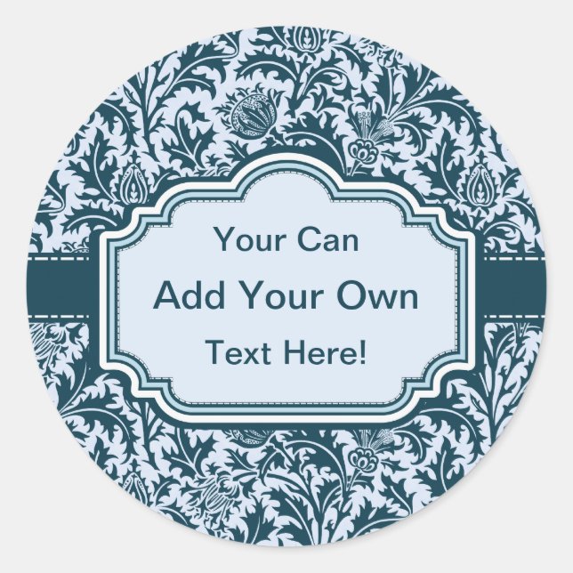 Sticker Rond Élégant William Morris Floral Thistle Motif (Devant)