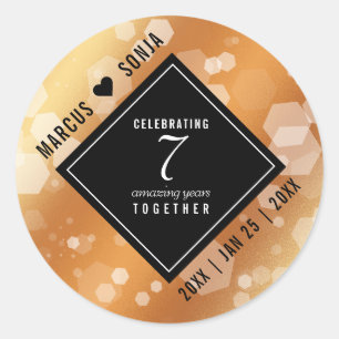 Sticker Rond Élégante 7ème anniversaire du Mariage de cuivre