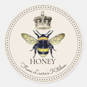 Sticker Rond Élégante abeille au miel