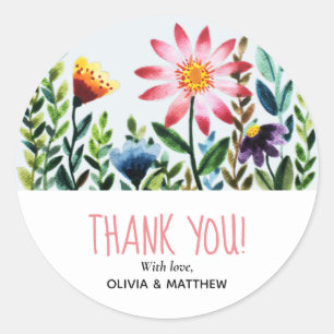 Sticker Rond Elégante aquarelle Baby shower floral Favoriser