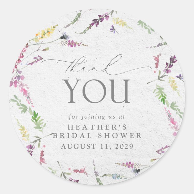 Sticker Rond Elégante aquarelle Fleur sauvage Fête des mariées  (Devant)