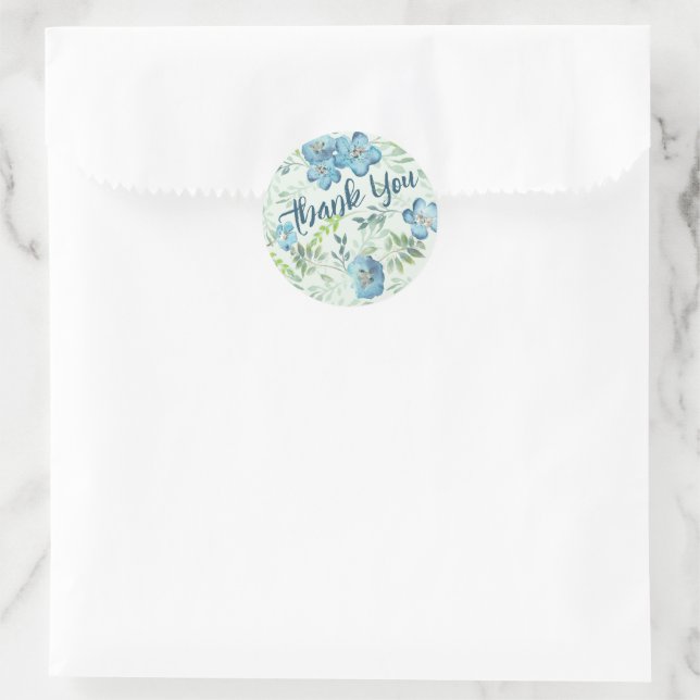 Sticker Rond Elégante aquarelle florale bleu (Sac)