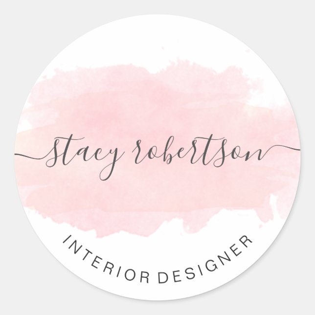 Sticker Rond Elégante aquarelle moderne rose (Devant)