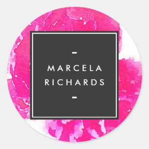 Sticker Rond Elégante aquarelle Peonies roses