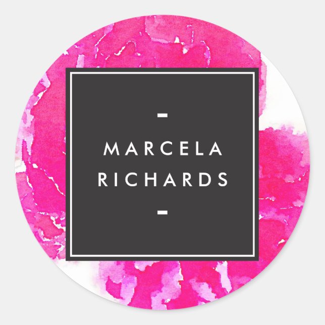 Sticker Rond Elégante aquarelle Peonies roses (Devant)