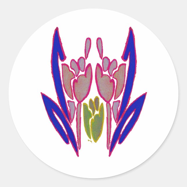 Sticker Rond Elégante aquarelle Rose Imprimer (Devant)