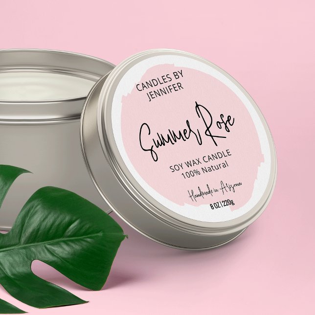 Sticker Rond Elégante Aquarelle rose pâle Produit moderne (Créateur téléchargé)