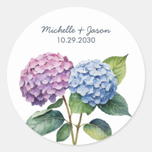 Sticker Rond Elégante aquarelle tendance Hydrangea Floral Maria