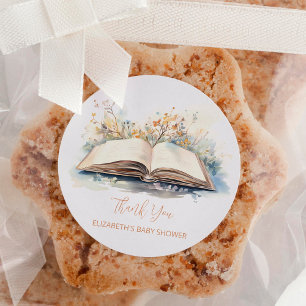 Sticker Rond Elégante aquarelle Un nouveau Baby shower de chapi