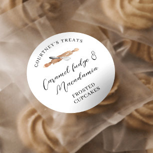 Sticker Rond Elégante aquarelle Whisk Pastry Cupcakes Cookies