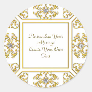 Sticker Rond Elégante bordure or ornementale avec Accent diaman