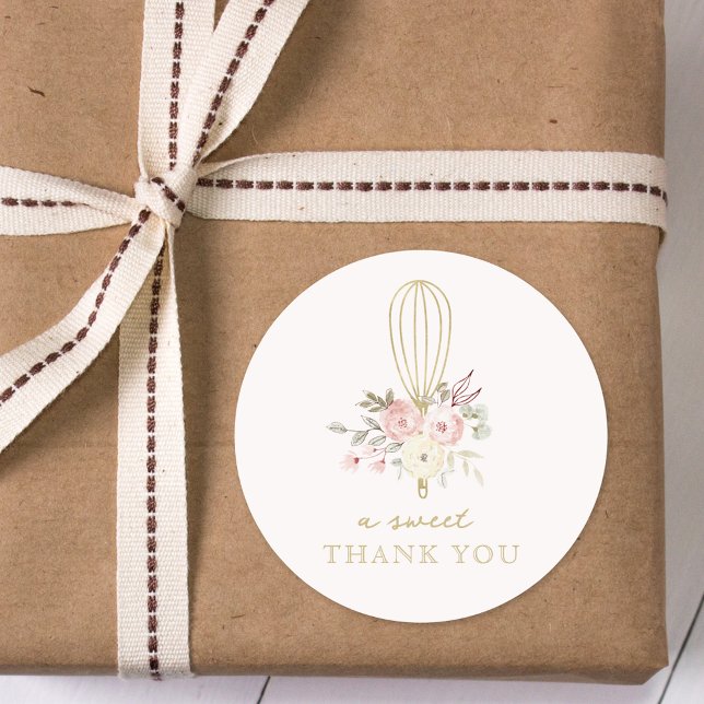 Sticker Rond Élégante Boulangerie Florale Rustique Un Merci suc (Créateur téléchargé)