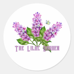 Sticker Rond Élégante branche lilas aquarelle