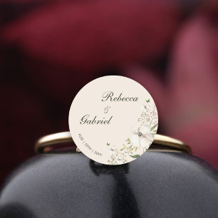 Sticker Rond Élégante calligraphie aquarelle Mariage floral