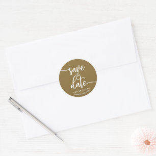 Sticker Rond Élégante Calligraphie Mariage Économisez La Date