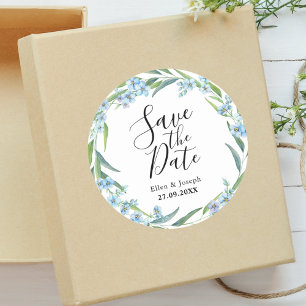 Sticker Rond Élégante Carte de Faire-Part de Mariage Rustique a
