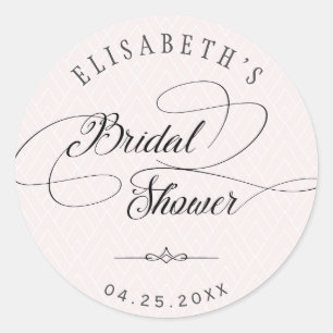 Sticker Rond Elégante classe calligraphie nuptiale douche blush