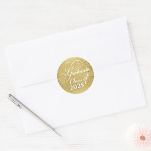Sticker Rond Élégante Classe d'or de 2025 Merci