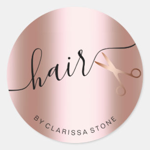 Sticker Rond Elégante coiffeuse rose en cuivre