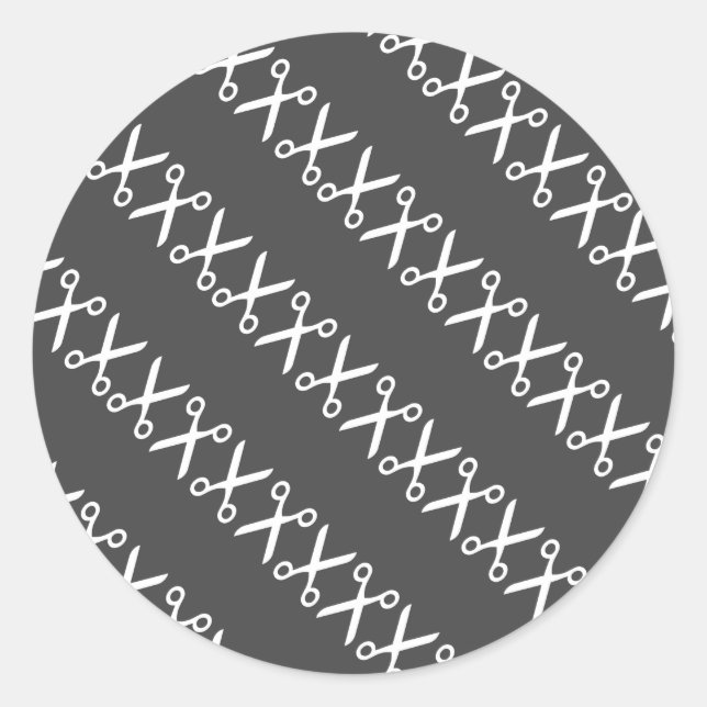 Sticker Rond Elégante Coupe Ciseaux Coiffeur Tailor (Devant)