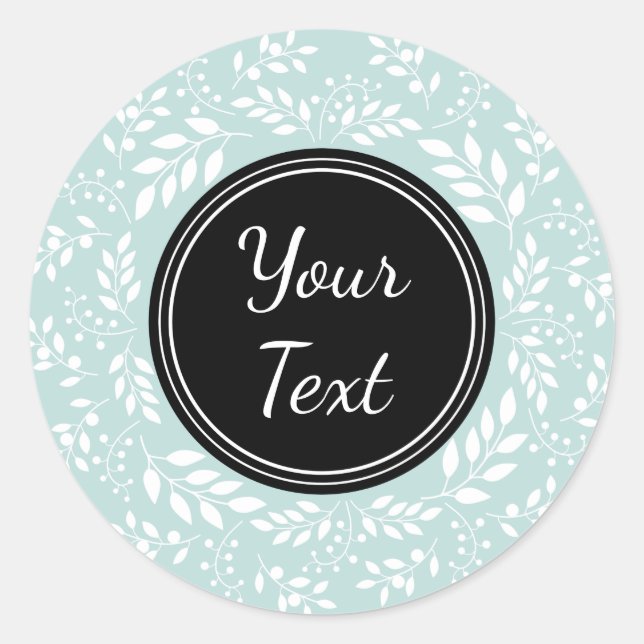 Sticker Rond Élégante couronne bleu clair Texte personnalisé (Devant)