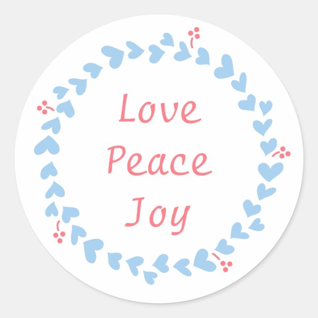 Sticker Rond Élégante couronne de Noël aux Coeurs Bleus (Devant)