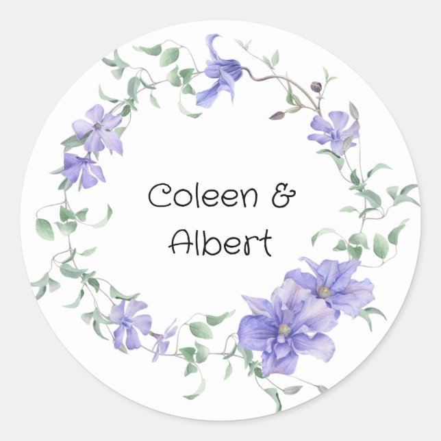 Sticker Rond Élégante couronne lilas (Devant)