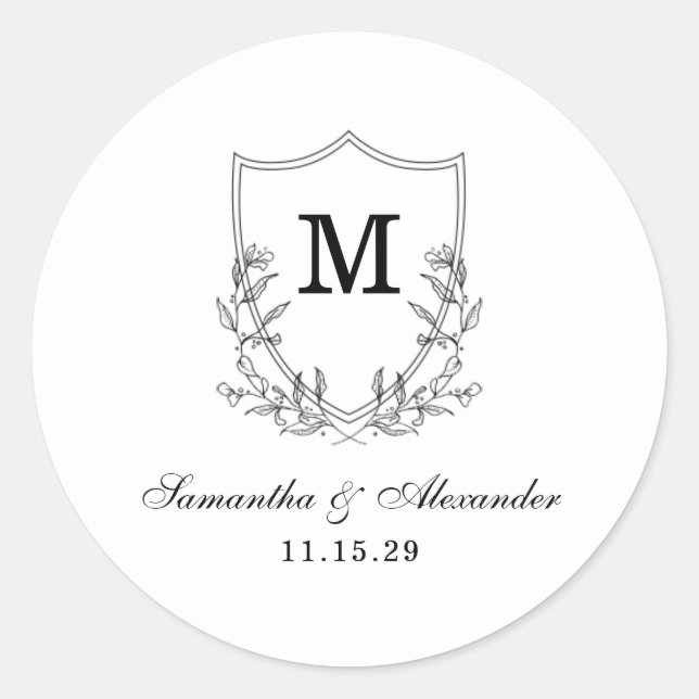 Sticker Rond Élégante crête noire et blanche (Devant)