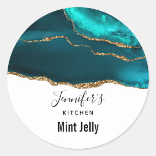 Sticker Rond Élégante cuisine Turquoise Agate