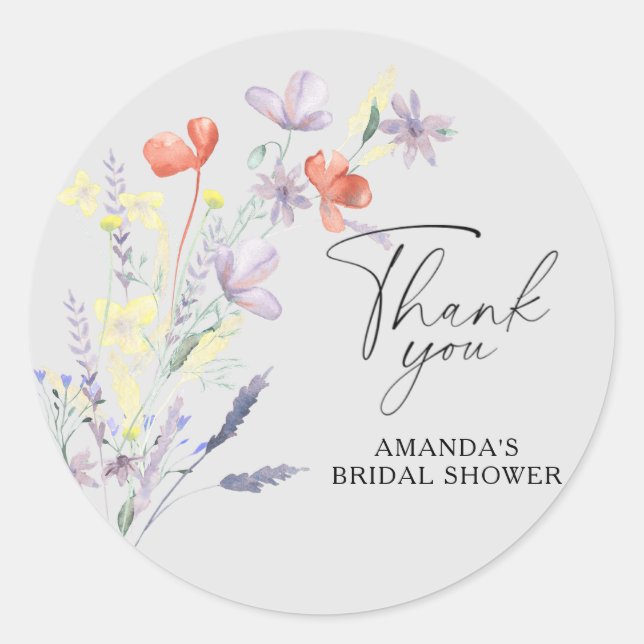 Sticker Rond Élégante douche de mariée florale Boho (Devant)