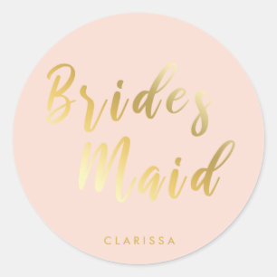 Sticker Rond Élégante femme de chambre rose et or