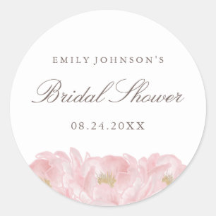 Sticker Rond Élégante Fête de l'mariée de pivoine rose