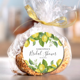 Sticker Rond Élégante Fête de Mariage Citron Citrus
