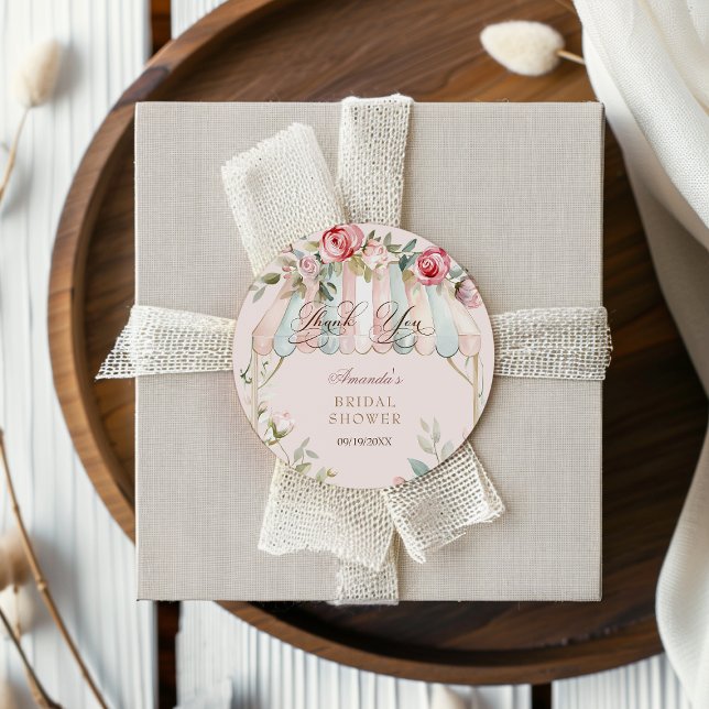 Sticker Rond Élégante Fête de Mariage Florale Aquarelle (Créateur téléchargé)