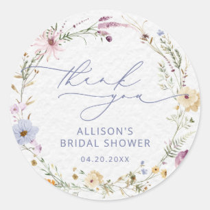 Sticker Rond Élégante Fête de Mariage Florale Aquarelle de Fleu